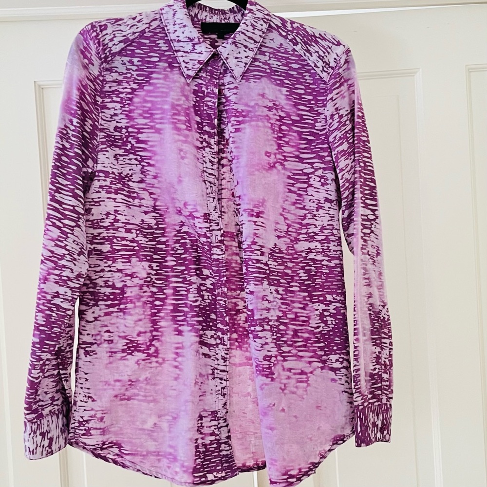 Kelly Wearstler purple printed button up shirt M